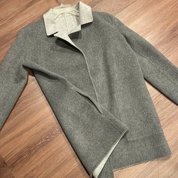 New Theory Sileena R Winsome open front spread collar reversible cashmere coat - Picture 15 of 16